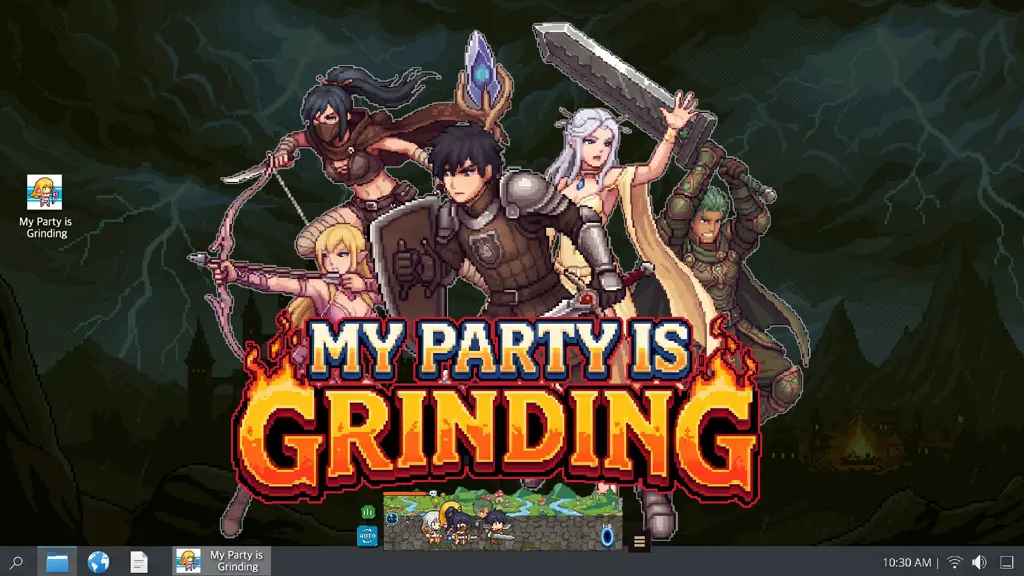 My Party Is Grinding — デスクトップ脇の小窓で戦う5人パーティー